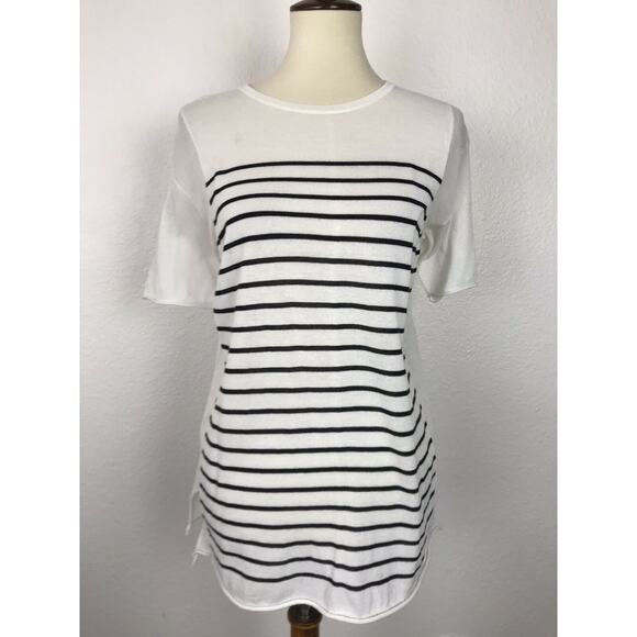 T Alexander Wang Stretch Knit Pullover Striped Top FLAWS - Picture 1 of 12
